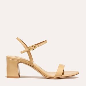Margaux NY Cleo Nude Sandal in Sand Crinkle-Gloss Nappa 8M; Comfy Nude Heel